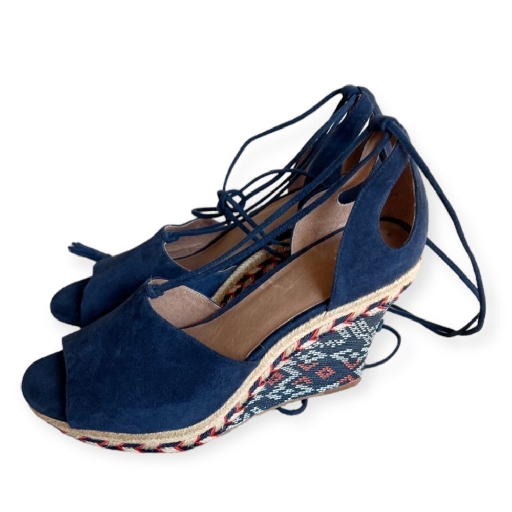 CAbi Isla Espadrille Wedge Suede Tassel Tie Sandal - Picture 5 of 8